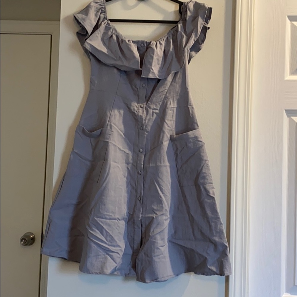 Off Shoulder Gray Color Dress